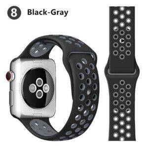 NEW[BAND] Black/Gray Sport Silicone For Apple Watch